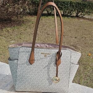 Michael Kors Cream and Brown Tote Bag